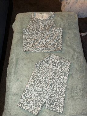 Balance Collection Sage Green Leopard Print Sports Bra & Leggings Set